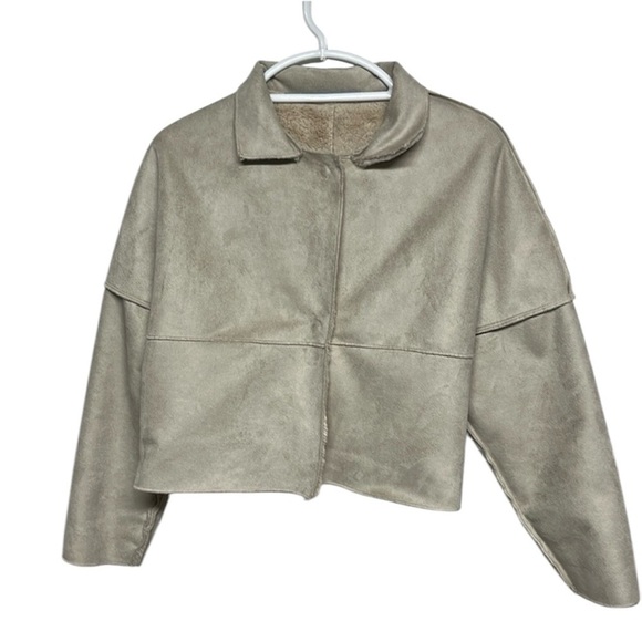 Faux Fur Suede Cropped Jacket - Picture 1 of 9